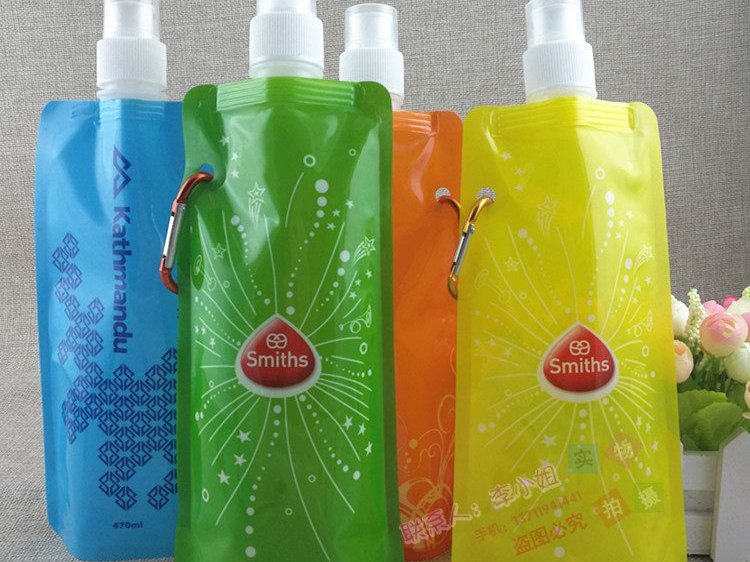 480ml Custom Shaped Spouted Pouch with Handle Clip for Foldable Water Bags