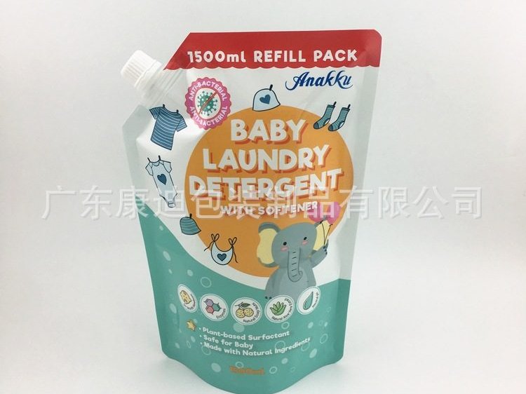 1.5L Refill Pouch for Liquid Detergent and Fabric Softener with Spout and Handle