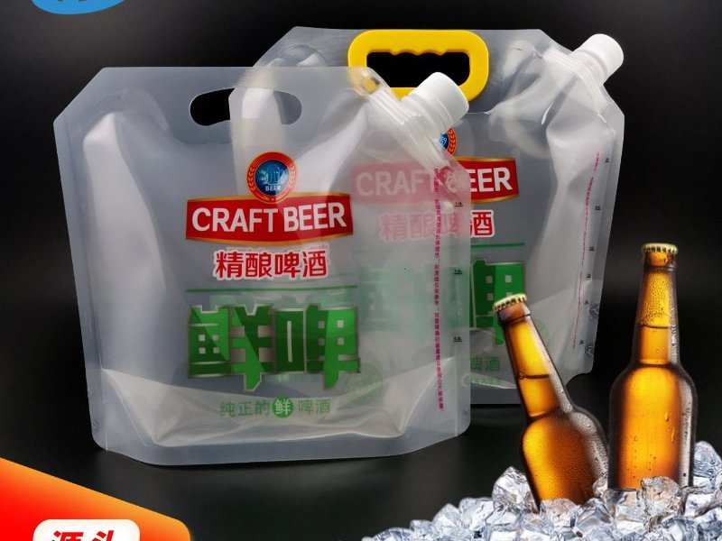 Thick Clear Hand-Carry Stand-Up Spout Pouch for Craft Beer & Soup