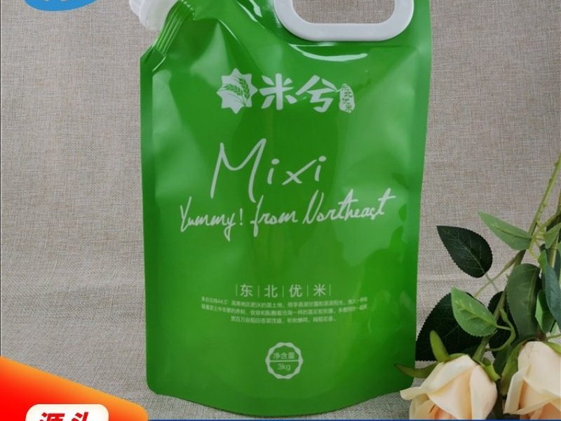 Large-Caliber Spouted Pouch with Clear Window and Handle for Rice and Grains